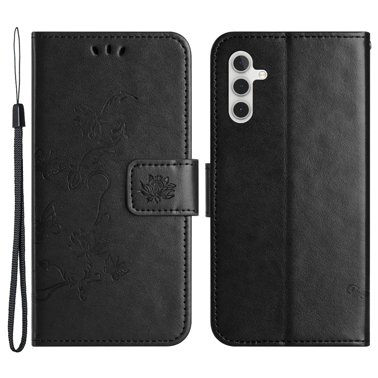 For Samsung Galaxy A24 4G Imprinted Butterfly Flower Phone Case PU Leather Wallet Stand Phone Cover with Strap For Samsung Galaxy A24 4G Imprinted Butterfly Flower Phone Case PU Leather Wallet Stand Phone Cover with Strap